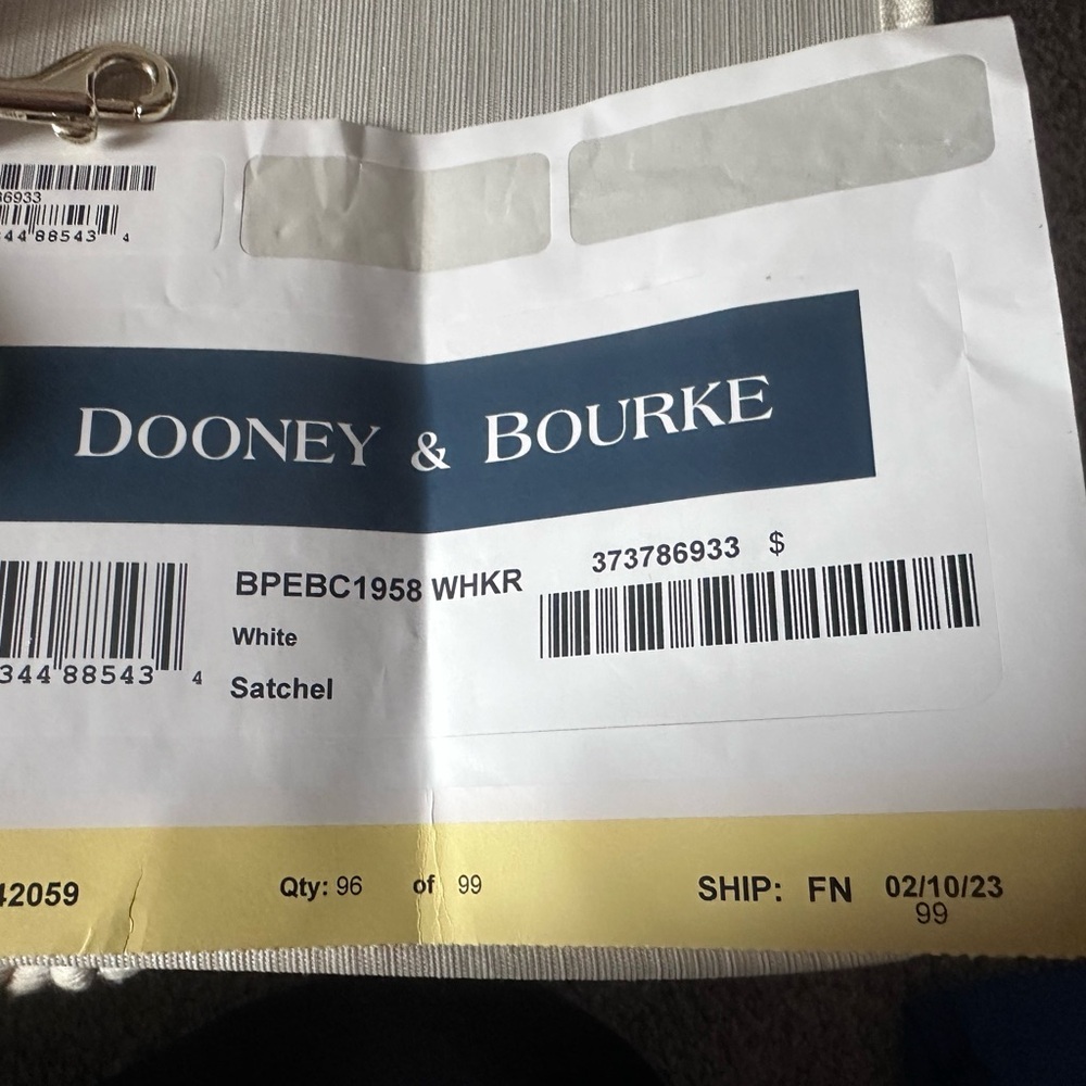 Dooney & Bourke Small Cream Satchel with DB Charms - Picture 3 of 12